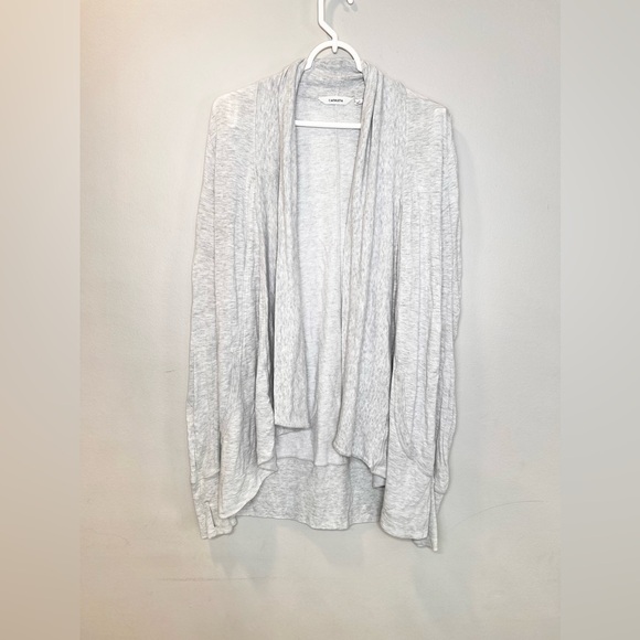 Athleta Pranayama Wrap Fog Grey Heather Cardigan Pullover Sweater Size  Small. - Picture 6 of 9